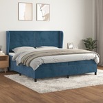 Box spring postelja z vzmetnico temno modra 200x200 cm žamet - vidaXL - modra - 96,15 - 200 x 200 cm - vidaXL