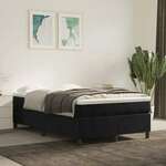 Greatstore Box spring postelja z vzmetnico črna 120x200 cm žamet