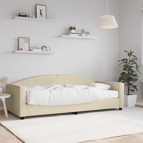 Shumee Dnevna postelja z vzmetnico krem 90x200 cm blago