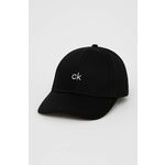 Calvin Klein kapa - črna. Baseball kapa iz kolekcije Calvin Klein. Model izdelan iz tkanine z uporabo.