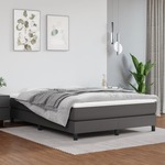 vidaXL Box spring postelja z vzmetnico siv 140x200 cm umetno usnje
