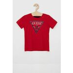 Otroški t-shirt Guess - rdeča. Otroški T-shirt iz kolekcije Guess. Model izdelan iz pletenine s potiskom.