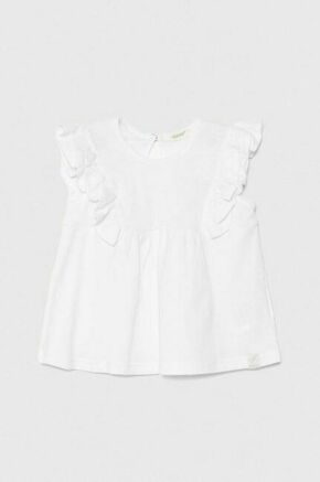 Kratka majica za dojenčka United Colors of Benetton bela barva - bela. Kratka majica za dojenčka iz kolekcije United Colors of Benetton. Model izdelan iz enobarvne pletenine.