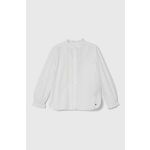 Otroška bombažna srajca Tommy Hilfiger bela barva - bela. Otroški srajca iz kolekcije Tommy Hilfiger, izdelana iz enobarvne tkanine. Model iz zračne bombažne tkanine.