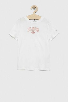 Otroška bombažna kratka majica Tommy Hilfiger bela barva - bela. Otroški Lahkotna kratka majica iz kolekcije Tommy Hilfiger. Model izdelan iz tanke
