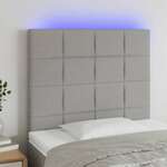 Greatstore LED posteljno vzglavje svetlo sivo 80x5x118/128 cm blago