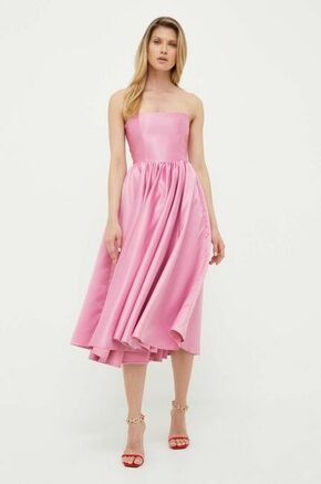 Obleka Pinko roza barva - roza. Obleka iz kolekcije Pinko. Model izdelan iz enobarvne tkanine. Izrazit model za posebne priložnosti.