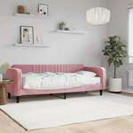 Greatstore Dnevna postelja z vzmetnico roza 80x200 cm žamet