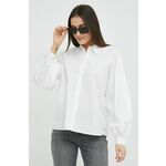 Bombažna srajca Tommy Hilfiger ženska, bela barva - bela. Srajca iz kolekcije Tommy Hilfiger. Model izdelan iz enobarvne tkanine. Tanek, gosto tkan material.