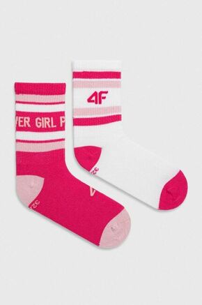 Otroške nogavice 4F 2-pack roza barva - roza. Otroški Nogavice iz kolekcije 4F. Model izdelan iz elastičnega materiala. V kompletu sta dva para.