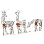 vidaXL Božični okras družina severnih jelenov 90 LED toplo bela ratan