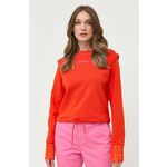 Bombažen pulover BOSS ženska, oranžna barva - oranžna. Pulover iz kolekcije BOSS, izdelan iz tanke, elastične pletenine. Model iz izjemno udobne bombažne tkanine.