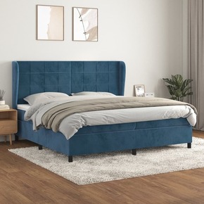 Box spring postelja z vzmetnico temno modra 200x200 cm žamet - vidaXL - modra - 96