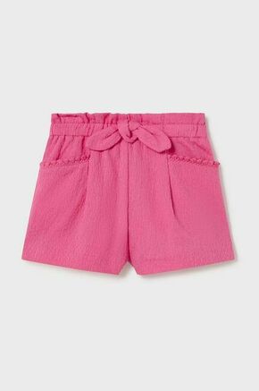 Bombažne kratke hlače za dojenčke Mayoral roza barva - roza. Kratke hlače iz kolekcije Mayoral. Model izdelan iz gladke tkanine.