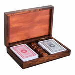 Komplet kart in kock v lesenem kovčku Antic Line