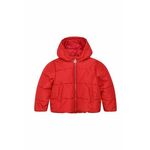 Otroška jakna Michael Kors rdeča barva - rdeča. Jakna iz kolekcije Michael Kors. Delno podložen model, izdelan iz vzorčastega materiala.