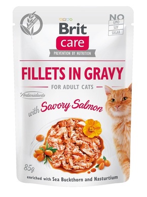 Brit Care Cat Fillets in Gravy with Savory Salmon - 85 g