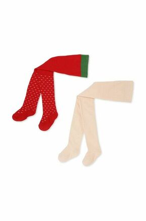 Hlačne nogavice Konges Sløjd 2-pack rdeča barva - rdeča. Otroški hlačne nogavice iz kolekcije Konges Sløjd. Model izdelan iz vzorčastega materiala.