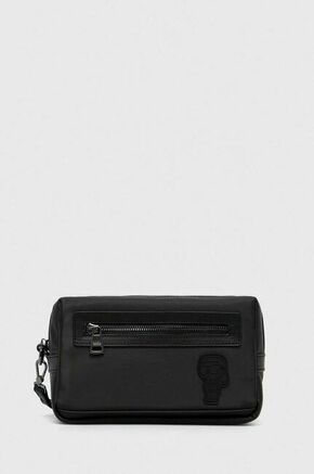 Kozmetična torbica Karl Lagerfeld črna barva - črna. Velika kozmetična torbica iz kolekcije Karl Lagerfeld. Model izdelan iz tekstilnega materiala.