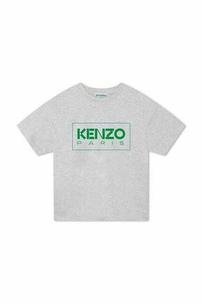 Otroška bombažna kratka majica Kenzo Kids siva barva - siva. Otroške kratka majica iz kolekcije Kenzo Kids. Model izdelan iz pletenine s potiskom.