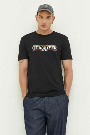 Bombažna kratka majica Quiksilver črna barva - črna. Lahkotna kratka majica iz kolekcije Quiksilver
