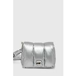 Torbica Karl Lagerfeld srebrna barva - srebrna. Majhna torbica iz kolekcije Karl Lagerfeld. Model na zapenjanje, izdelan iz tekstilnega materiala.
