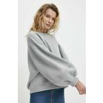 Bombažen pulover Answear Lab ženska, siva barva - siva. Pulover iz kolekcije Answear Lab, izdelan iz melange materiala. Model iz izjemno udobne bombažne tkanine.