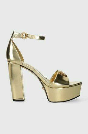 Usnjeni sandali Guess SETON zlata barva
