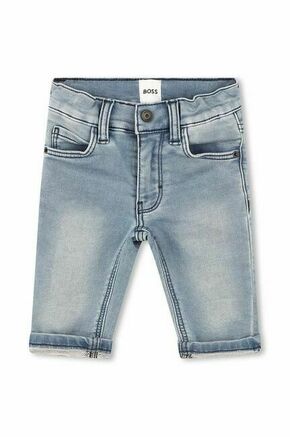 Jeans kratke hlače za dojenčke BOSS mornarsko modra barva - mornarsko modra. Kratke hlače za dojenčka iz kolekcije BOSS. Model izdelan iz jeansa.