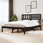 Greatstore Okvir za posteljo, črn, masivni les, 150x200 cm, 5FT, velika velikost
