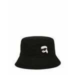Dvostranski bombažen klobuk Karl Lagerfeld črna barva - črna. Klobuk iz kolekcije Karl Lagerfeld. Model z ozkim robom, izdelan iz materiala z nalepko.