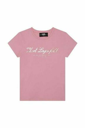 Otroška kratka majica Karl Lagerfeld roza barva - roza. Otroške kratka majica iz kolekcije Karl Lagerfeld