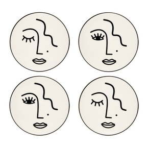 Komplet 4 porcelanastih podstavkov Sass &amp; Belle Abstract Face