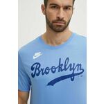 Bombažna kratka majica Nike Brooklyn Dodgers moška - modra. Kratka majica iz kolekcije Nike, izdelana iz elastične pletenine. Model iz zračne bombažne tkanine.