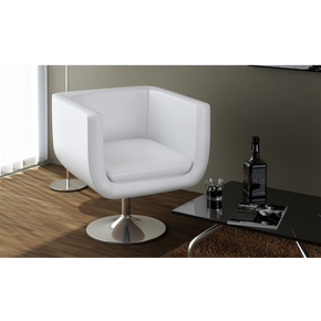 VidaXL Elegantni vrtljivi fotelj bele barve