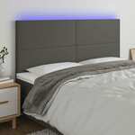 vidaXL LED posteljno vzglavje sivo 180x5x118/128 cm umetno usnje