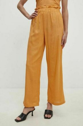 Hlače z lanom Answear Lab oranžna barva - oranžna. Lahkotne hlače iz kolekcije Answear Lab izdelane iz enobarvne tkanine. Kolekcija je na voljo izključno na Answear.Si.