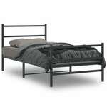 vidaXL Kovinski posteljni okvir z vzglavjem in vznožjem&nbsp;črn 100x190 cm