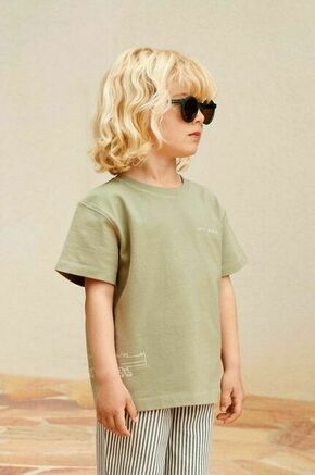 Otroška bombažna kratka majica Liewood Sixten Placement Shortsleeve T-shirt zelena barva - zelena. Otroška kratka majica iz kolekcije Liewood. Model izdelan iz tanke