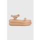 Sandali Liu Jo ARIA 03 ženski, bež barva, SA3081EX08451315 - bež. Sandali iz kolekcije Liu Jo. Model je izdelan iz kombinacije ekološkega usnja in tekstilnega materiala. Model z mehkim, oblikovanim vložkom zagotavlja udobje.
