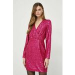 Obleka Morgan roza barva - roza. Obleka iz kolekcije Morgan. Model izdelan iz tkanine z bleščicami. Izrazit model za posebne priložnosti.
