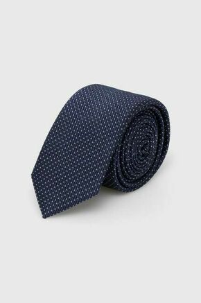 Svilena kravata HUGO mornarsko modra barva - mornarsko modra. Kravata iz kolekcije HUGO. Model izdelan iz vzorčaste