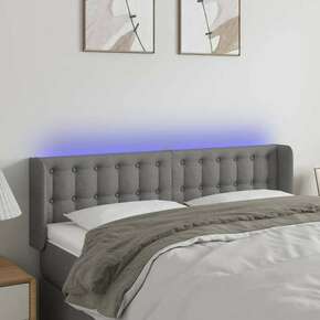 Greatstore LED posteljno vzglavje temno sivo 147x16x78/88 cm blago