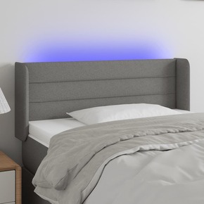 Greatstore LED posteljno vzglavje temno sivo 103x16x78/88 cm blago