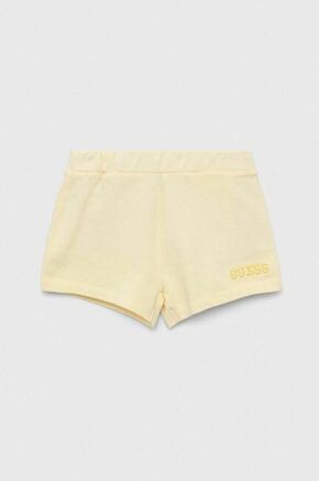 Otroške bombažne kratke hlače Guess rumena barva - rumena. Otroški kratke hlače iz kolekcije Guess. Model izdelan iz tanke