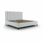 Svetlo siva oblazinjena zakonska postelja s prostorom za shranjevanje z letvenim dnom 160x200 cm Casey – Mazzini Beds