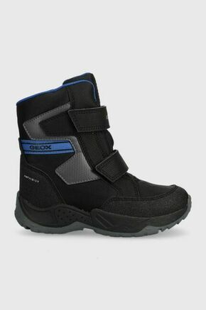 Otroški zimski škornji Geox J36FSA 0FUCE J SENTIERO B ABX črna barva - črna. Zimski čevlji iz kolekcije Geox. Podloženi model izdelan iz kombinacije tekstilnega in sintetičnega materiala.