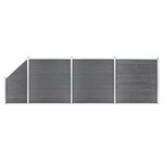 WPC ograjni paneli 3 kvadratni + 1 poševni 619x186 cm sivi