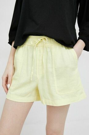 Lanene kratke hlače GAP rumena barva - rumena. Kratke hlače iz kolekcije GAP. Model izdelan iz tkanine. Lahek in udoben model