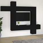 Vidaxl Komplet TV omaric 9-delni črn inženirski les